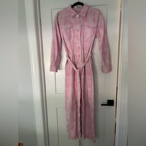 Love Shack Fancy Morellia Pink Corduroy Tie Dye Jumpsuit Size L